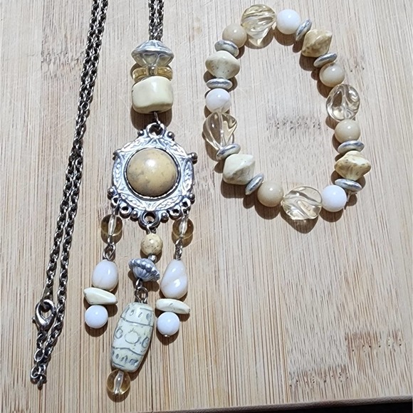 Treska necklace beaded tassel necklace and beaded stretch bracelet - Picture 1 of 8